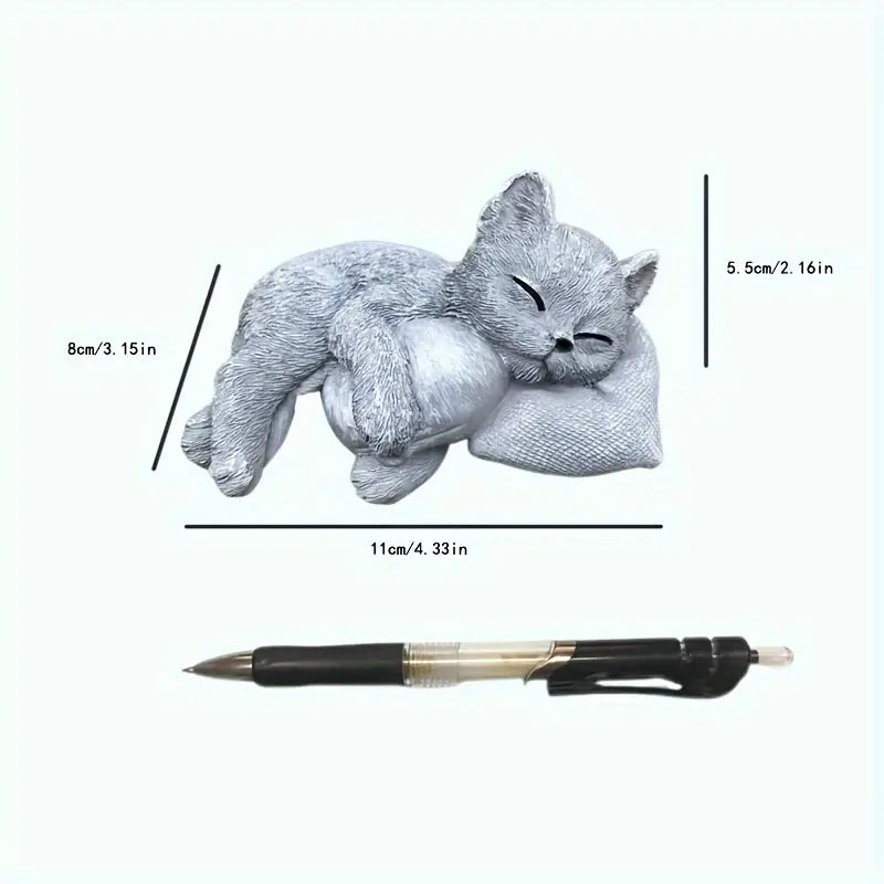 Statue Commémorative Chat Endormi – Souvenir Tendre pour Animal Décédé, Décoration de Jardin ou Intérieur