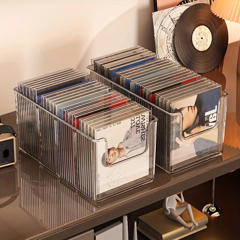 Boîte de Rangement Transparente pour CD – Design Strié & Grande Capacité