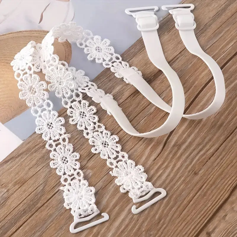 Bretelles de Soutien-Gorge en Dentelle Florale – Réglables & Élégantes, Accessoire Lingerie Femme Chic & Confortable
