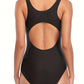 Maillot de Bain Femme Une Pièce Sport – Design Sculptant à Rayures Contrastées