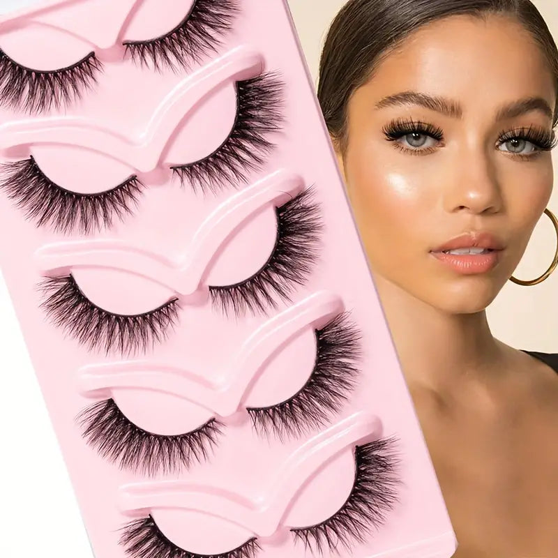 Faux Cils Naturels 3D – Pack de 5 Paires Ultra-Légers Réutilisables pour un Regard Intense et Glamour