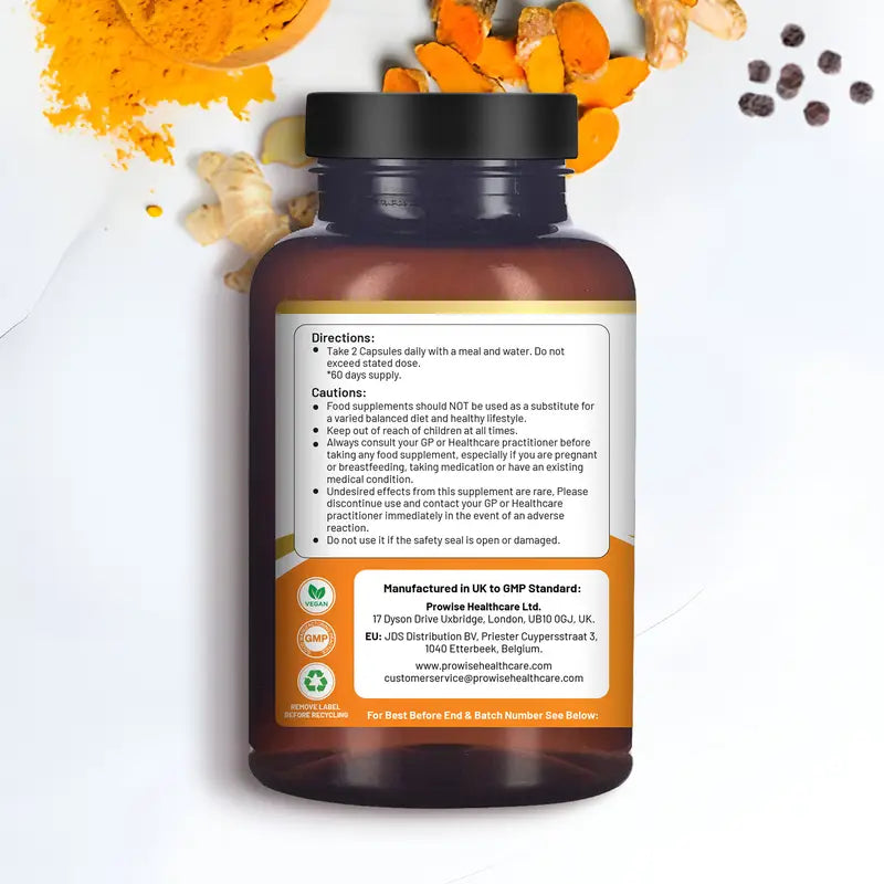 Curcuma Bio 1440mg avec Gingembre & Poivre Noir – 120 Gélules Vegan | Anti-Inflammatoire Naturel, Digestion & Immunité | Sans OGM – Made in UK