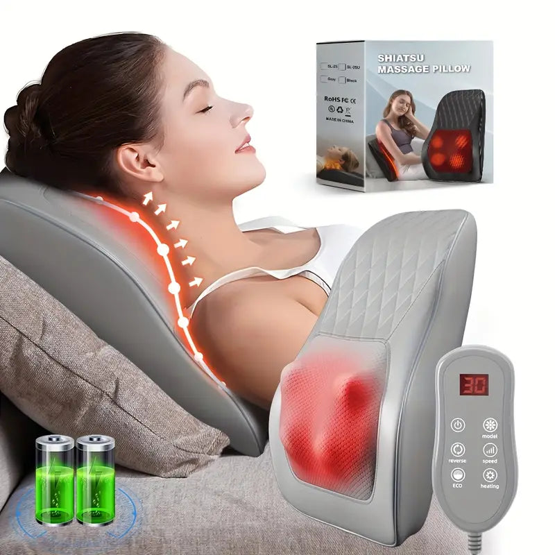 Coussin de Massage Électrique pour Dossier – Chauffant, Ergonomique et Relaxant pour le Dos et les Lombaires