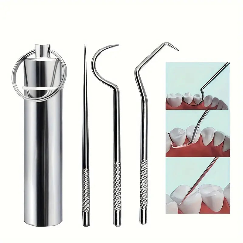 Kit Dentaire Professionnel Inox – Outils de Détartrage et Nettoyage des Dents avec Étui Métallique
