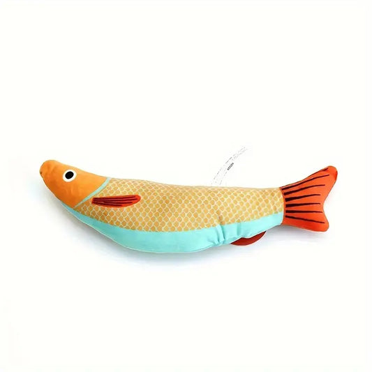 Jouet Poisson en Peluche pour Chat – Coussin Interactif à Mâcher avec Herbe à Chat Intégrée