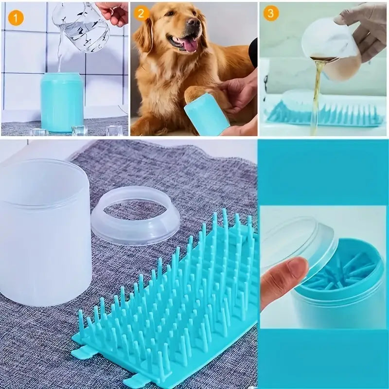 Nettoyeur de Pattes pour Chiens et Chats – Gobelet Silicone Souple Antidérapant, Facile à Utiliser et à Nettoyer