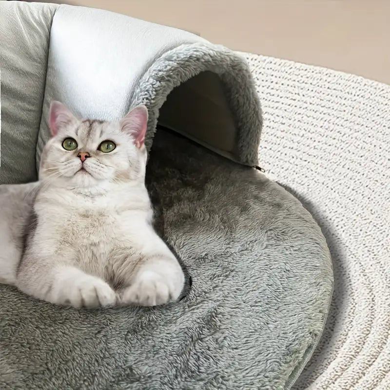 Tunnel Douillet pour Chats avec Coussin Moelleux – Lit Multifonction pour Chatons et Petits Animaux
