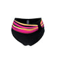 Bas de bikini taille haute gainant – Rayures multicolores et ceinture effet ventre plat pour silhouette affinée