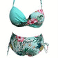 Ensemble Bikini Taille Haute Imprimé Tropical – Haut Croisé Maintien & Bas Ajustable