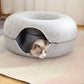 Lit Donut Double Entrée pour Chat – Maison Fermée en Feutre avec Coussin Douillet Intégré