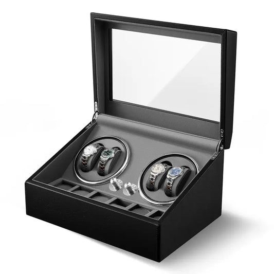 Remontoir automatique pour montres – Boîte de rangement luxe avec vitrine en verre