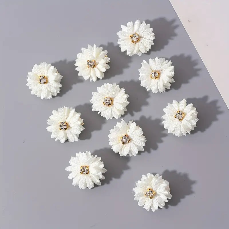 Décorations cheveux mariage femme fleurs blanches avec strass – Accessoires élégants pour coiffure de mariée