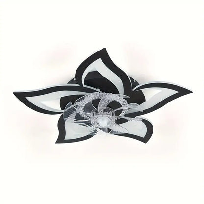 Ventilateur Plafonnier LED Design Fleur, coloris Noir