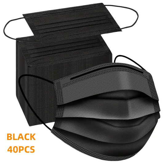 Masque Chirurgical Jetable Noir 3 Plis – Protection Respiratoire Confortable