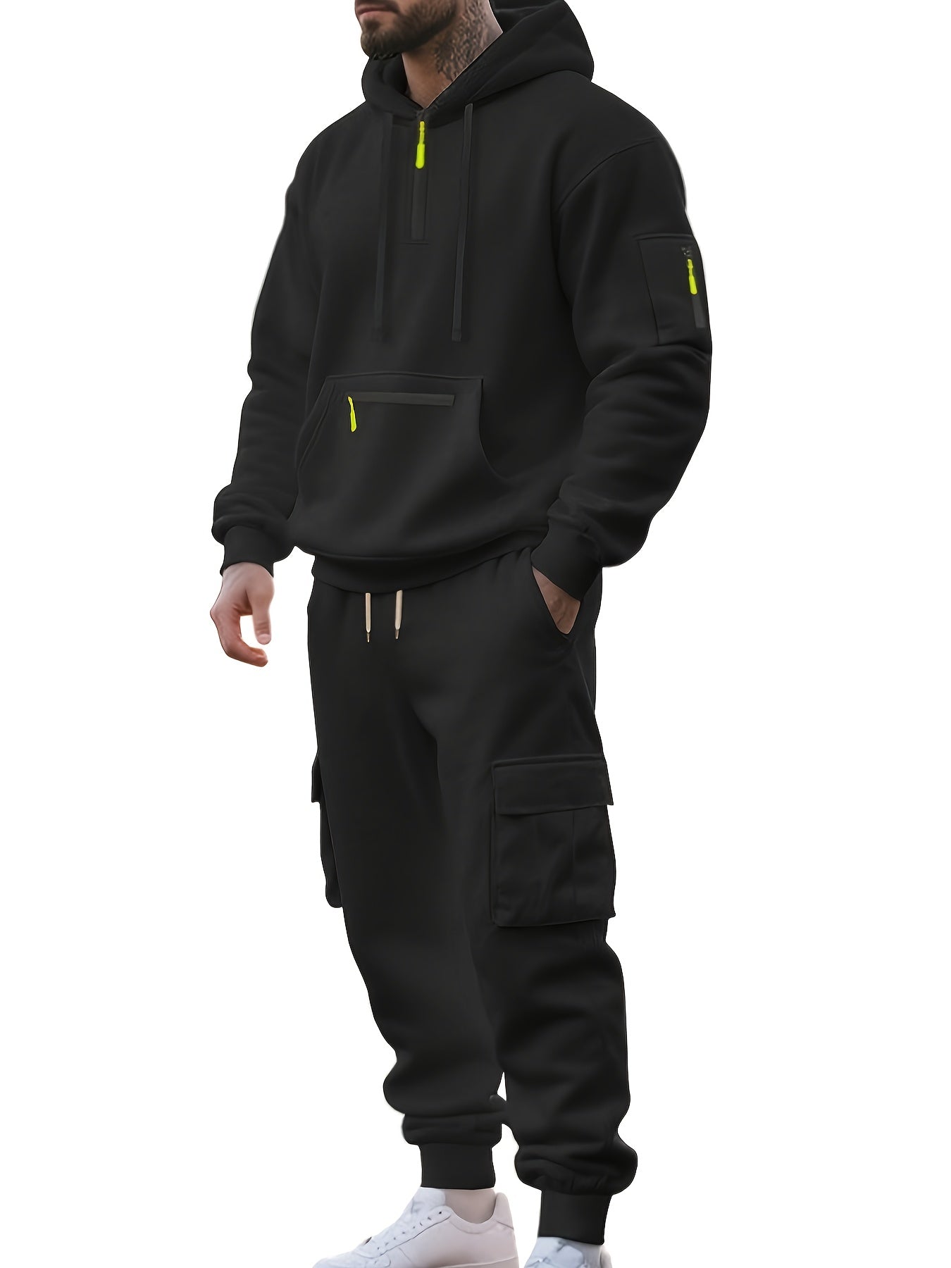 Ensemble décontracté et athlétique à capuche zippée pour homme