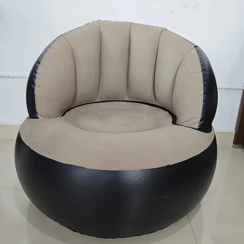 Fauteuil Gonflable Rond Confort Luxe – Design Moderne Noir et Beige pour Salon ou Chambre
