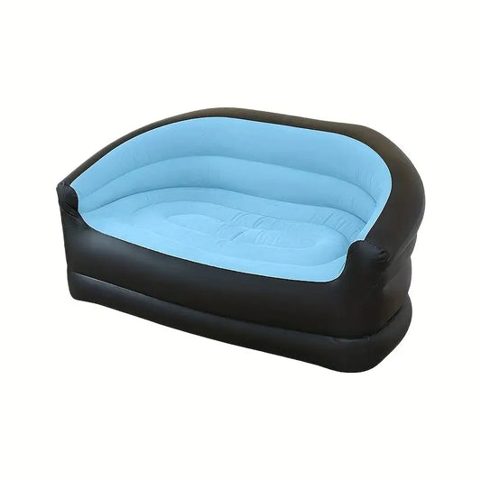 Canapé Gonflable 2 Places Noir et Beige – Sofa d’Appoint Confortable pour Salon ou Camping
