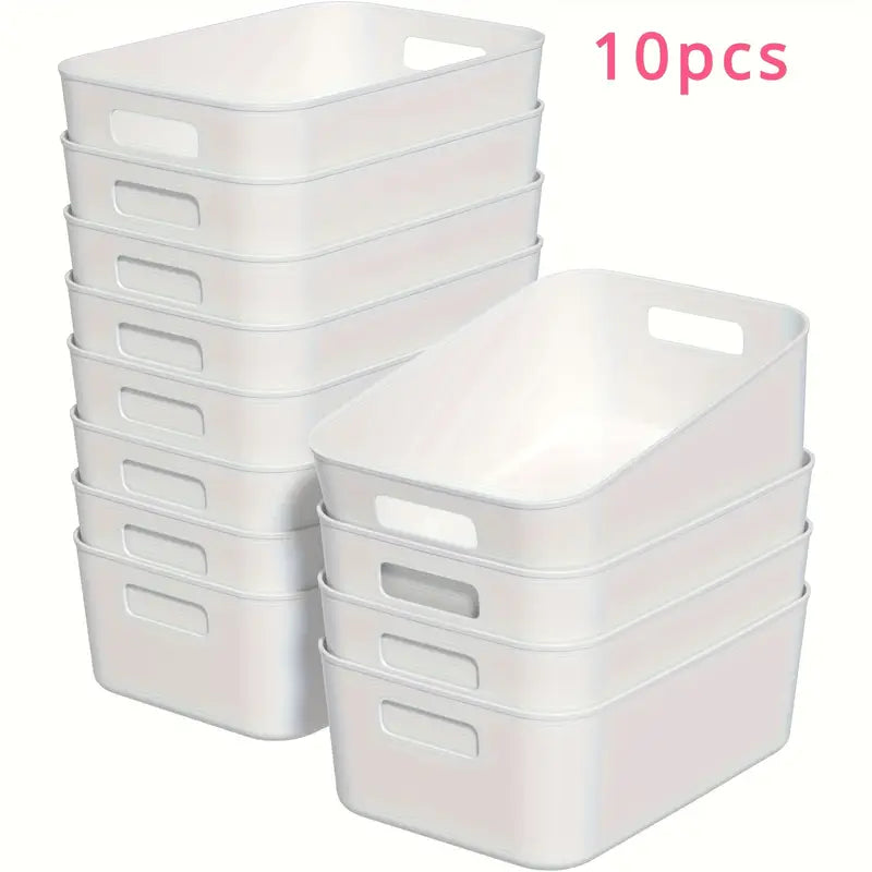 Lot de 10 Bacs de Rangement en Plastique avec Poignées – Organisation Pratique pour Magasins et Espaces de Stockage