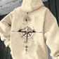 Sweat à capuche homme – Hoodie gris sport avec imprimé boussole & montagne – Style streetwear et confort