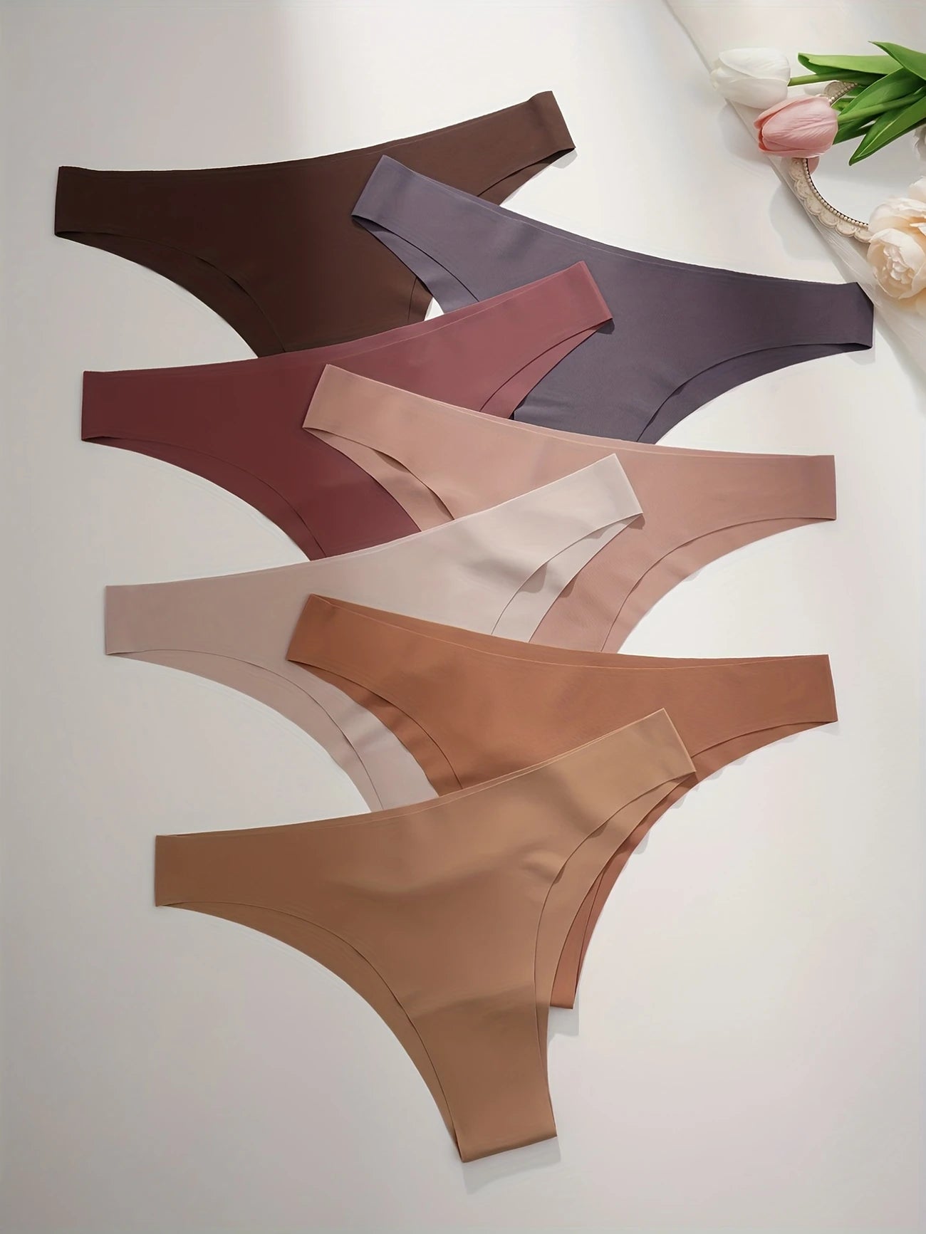 Lot de Strings Invisibles Femme Sans Couture – Multicolores Tons Nude, Culottes Seconde Peau Ultra Confortables