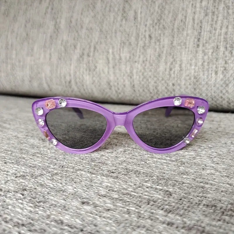 Lunettes de soleil enfants violettes avec strass – Style chic et protection UV