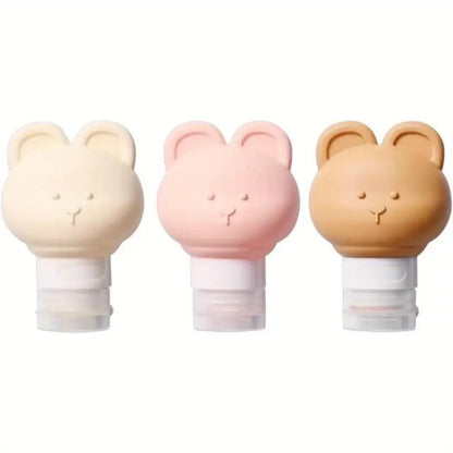 Flacons rechargeables bébé ours – Pots de toilette portables en silicone pour voyage et soins