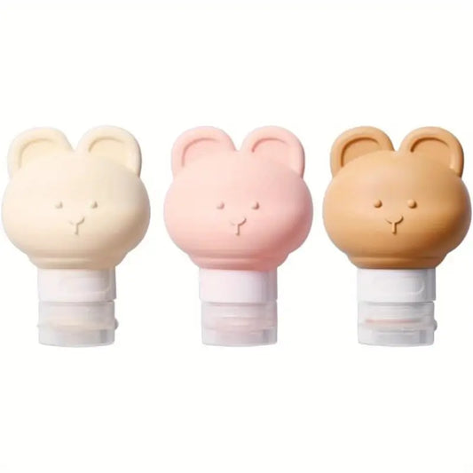 Flacons rechargeables bébé ours – Pots de toilette portables en silicone pour voyage et soins
