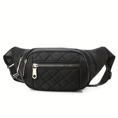 Sac banane bandoulière chic en tissu matelassé, coloris Noir