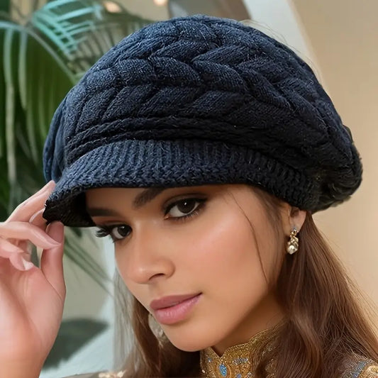 Casquette femme hiver en tricot épais – Style chaud, chic et confortable