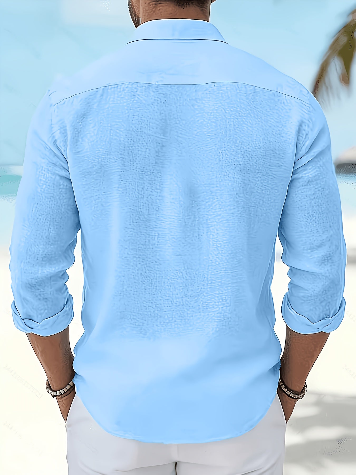 Chemise décontractée unie à boutons pour homme