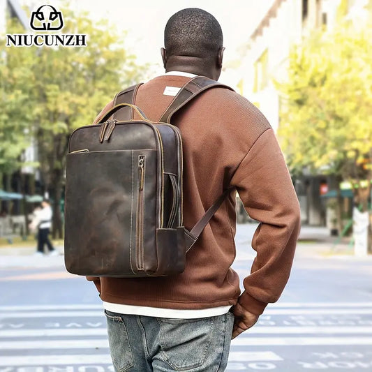 Sac à dos homme en cuir marron vintage – Élégant, robuste et idéal pour ordinateur portable