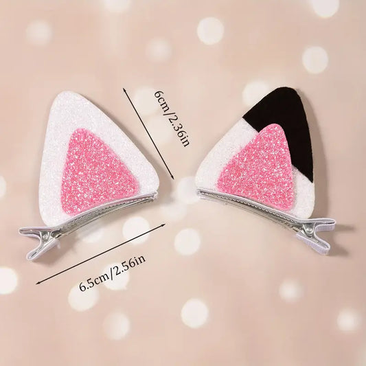 Pinces à cheveux oreilles de chat pailletées – Accessoires déguisement enfant et cosplay