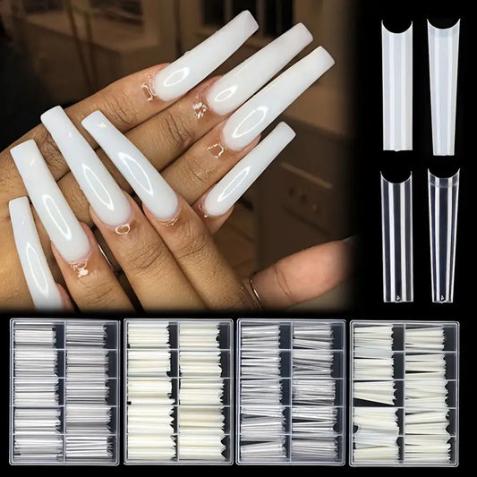 Capsules Ongles Longues Transparentes – 100 Pièces Tips Carrés pour Extension et Pose d’Ongles en Gel ou Acrylique