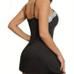 Nuisette Sexy Femme avec Dentelle Contrastée – Lingerie de Nuit Glamour à Bretelles Fines et Fente Séduisante