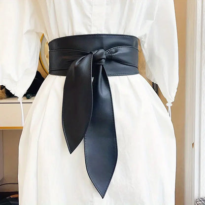 Ceinture Large Femme en Similicuir, coloris Noir