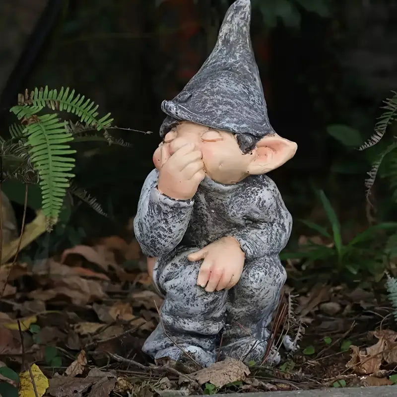 Statue nain de jardin humoristique en résine – Sculpture déco originale pour extérieur