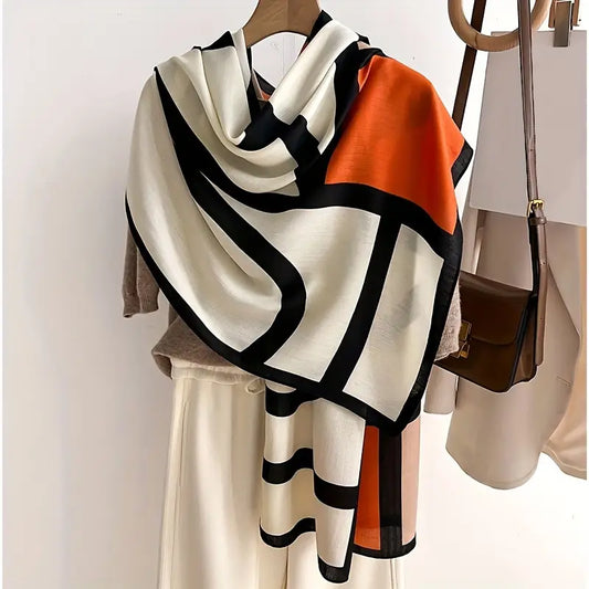 Écharpe femme élégante motif géométrique – Châle léger chic pour toutes saisons