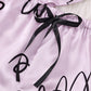 Pyjama Femme Satin Sexy Imprimé Love – Ensemble 2 Pièces avec Dentelle Noire