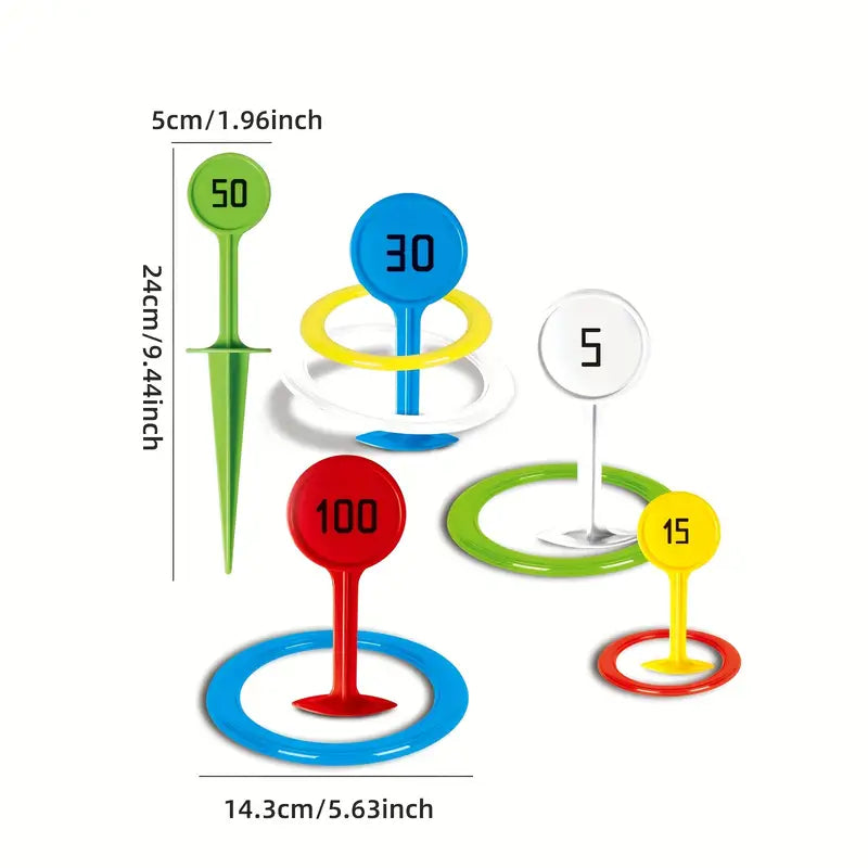 Jeu de lancer d’anneaux colorés – Set complet pour jardin, plage et pique-niqu
