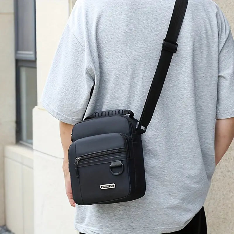 Sac bandoulière homme en cuir PU Mallette compacte multifonction avec poches zippées et design élégant