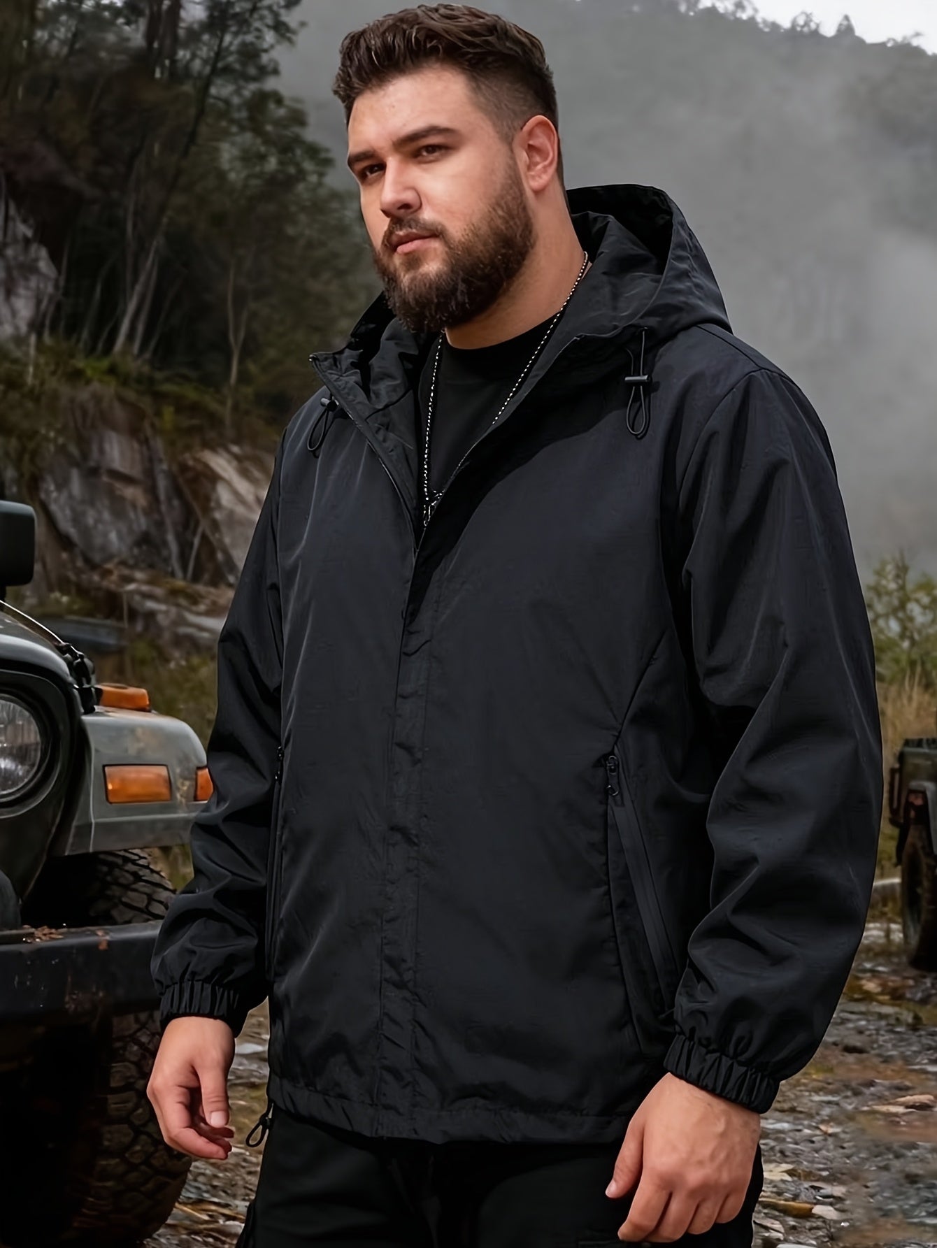 Veste coupe-vent d'extérieur ample pour homme
