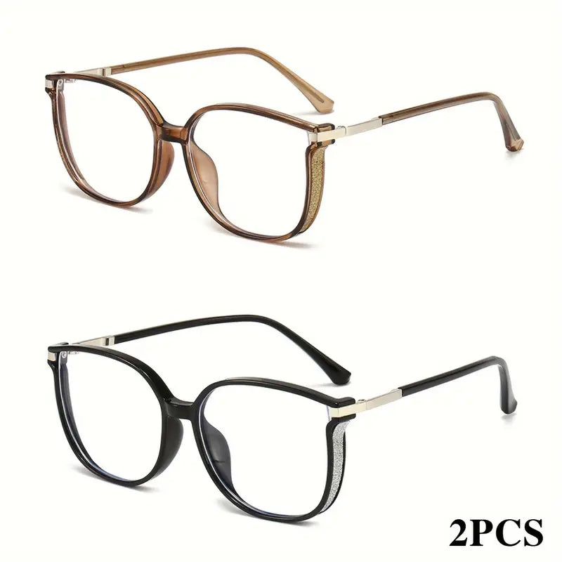 Lot de 2 lunettes de vue femme – Monture noire élégante avec détails métalliques
