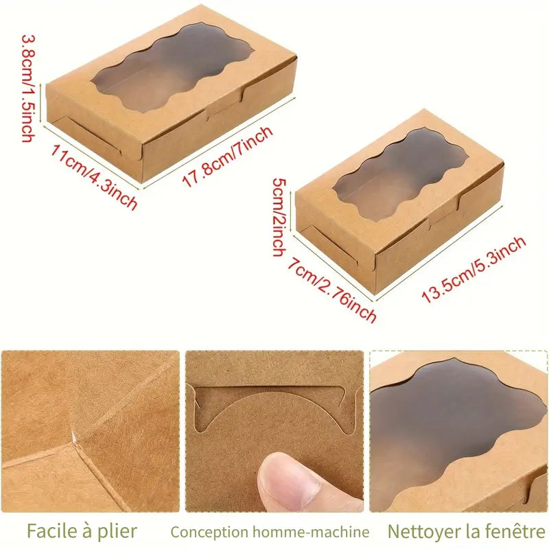 Boîtes kraft avec fenêtre transparente – Emballage pâtisserie, cookies et gâteaux faits maison