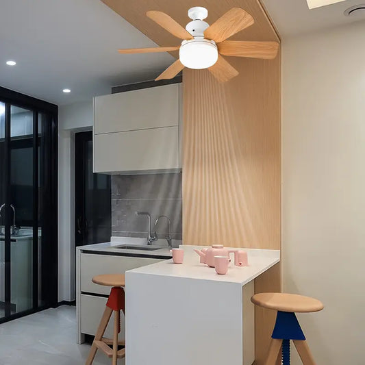 Ventilateur de Plafond avec Lumière LED et Pales Effet Bois – Design Moderne et Silencieux