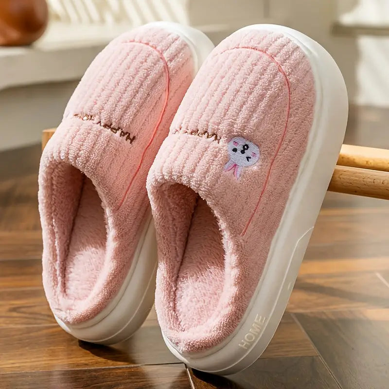 Chaussons Hiver Unisexe en Polaire – Pantoufles Chaudes à Semelle Épaisse avec Motif Ours Mignon