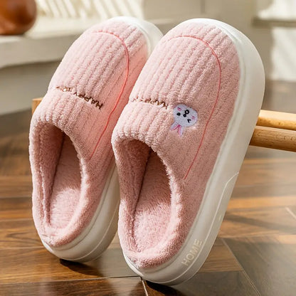 Chaussons Hiver Unisexe en Polaire – Pantoufles Chaudes à Semelle Épaisse avec Motif Ours Mignon