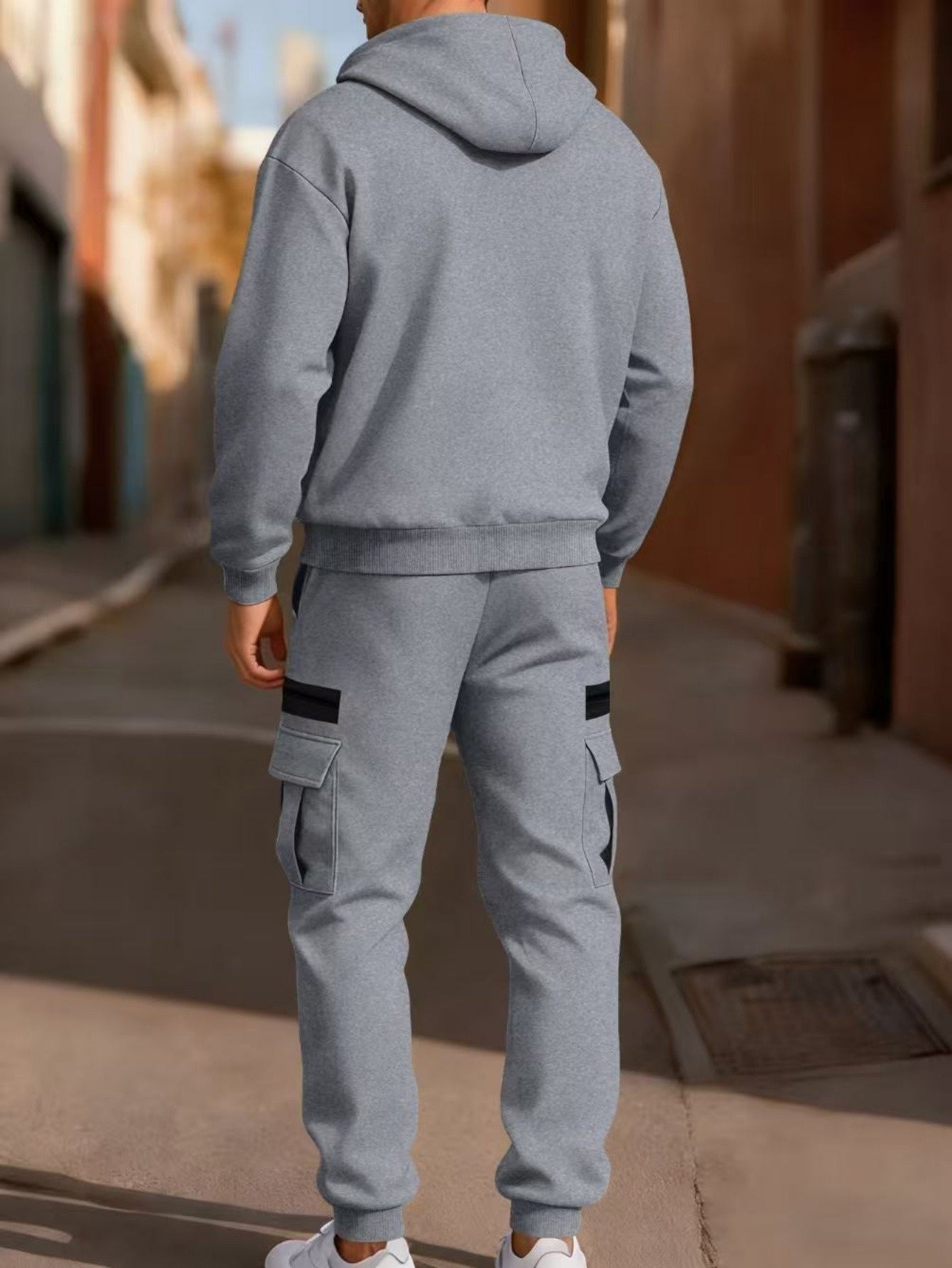 Nouvel ensemble 2 pièces pour homme d'extérieur : cardigan à capuche