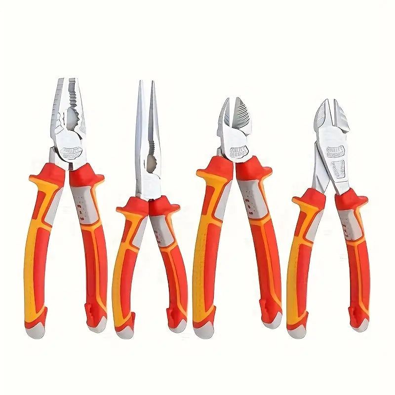 Lot de 4 pinces isolées électriques – Outils manuels professionnels à manche bicolore