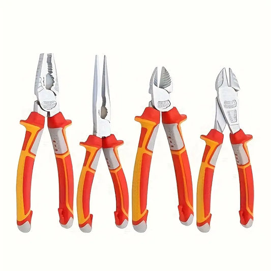 Lot de 4 pinces isolées électriques – Outils manuels professionnels à manche bicolore