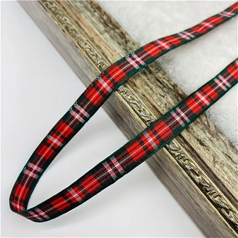 Ruban à carreaux rouge et vert – Décoration festive pour emballage cadeau, bricolage et créations de Noël